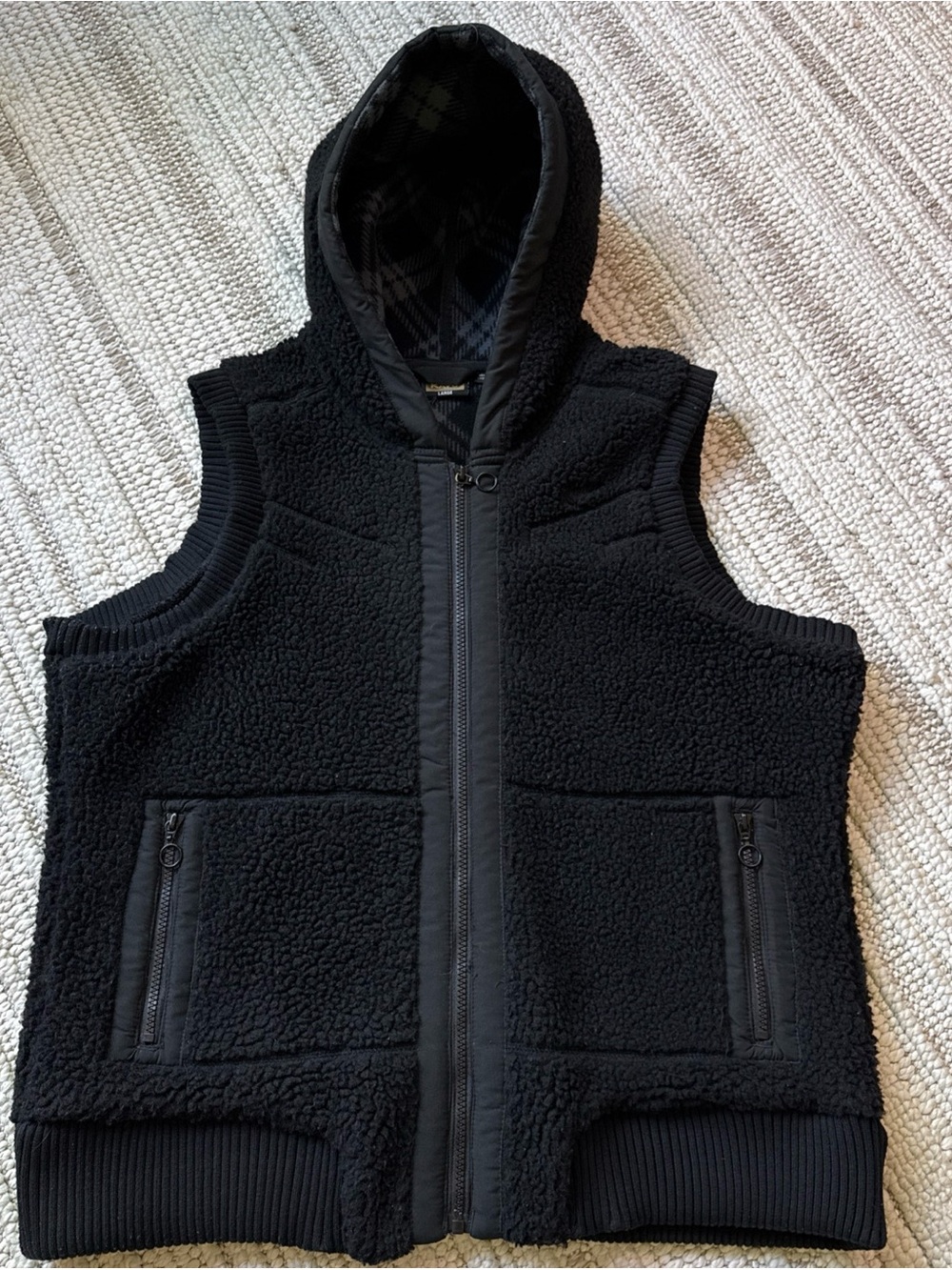 Kavu Vest Women Large Black Fleece Hooded Sherpa Full Zip Outdoor With Pockets